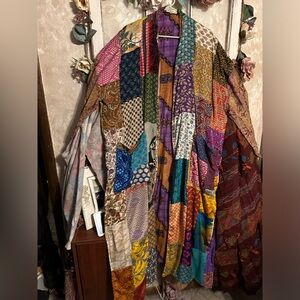 Vibrant Patchwork Jacket or Robe in Orange and Blue